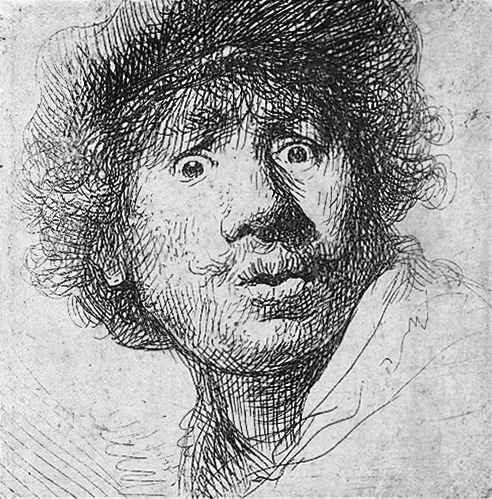 Rembrandt-Selbstportrait-Radierung Rembrandt-Selbstportrait-Radierung