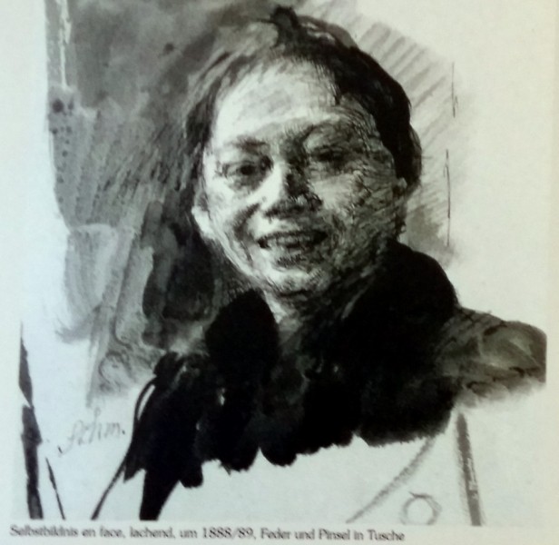 kaethe kollwitz selbstbildnis-lachend-1888-1899-tusche